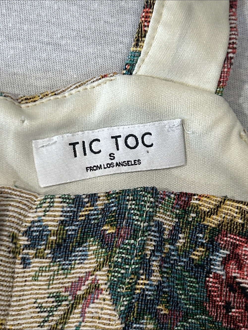 Tic Toc Floral Tapestry Corset Top with gold Ribbon Tie Sz S - Picture 3 of 7